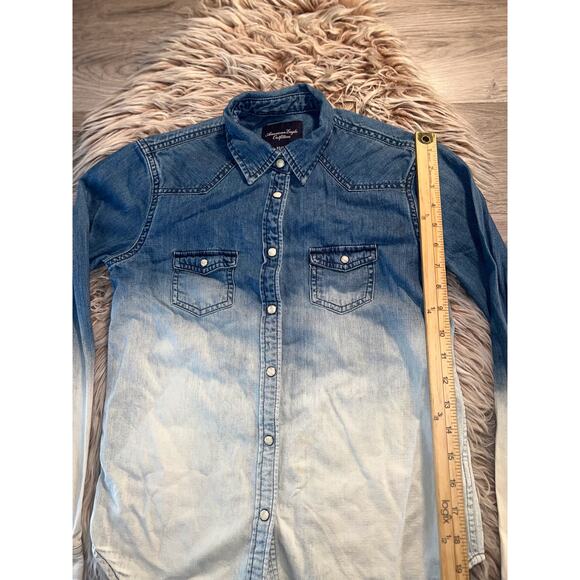 American eagle outfitters women’s long sleeve button down jean shirt - Picture 6 of 11